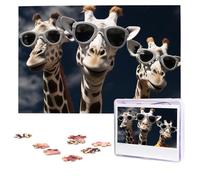 1000 Pieces Jigsaw Puzzles for Adults Personalized Wooden Puzzle Three giraffes wearing sunglasses Puzzles from Photos Picture Puzzle for Family Wedding Christmas Birthday Gifts