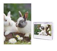 1000 Pieces Jigsaw Puzzles for Adults Personalized Wooden Puzzle Two Little Cute Rabbit Puzzles from Photos Picture Puzzle for Family Wedding Christmas Birthday Gifts