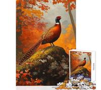 1000 Pieces Jigsaw Puzzles for Adults Pheasant in Autumn Woods Family Games A Work of Art Toy Wall Decor Artists Collection, Fine Art (26X38cm)