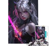 1000 Pieces Jigsaw Puzzles for Adults Pink Neon Demon Girl Help The Brain Exercise Stress Reliever Family Game for Age 14+ Game (50X75cm)
