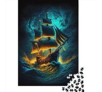 1000 Pieces Jigsaw Puzzles for Adults Pirate Ship3 Puzzle Sets for Family Paper Puzzles Brain Challenge Puzzle 1000pcs (38x26cm)