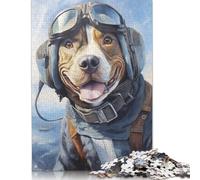 1000 Pieces Jigsaw Puzzles for Adults Pitbull Pilot Jigsaw Puzzle Wooden Puzzles Decompressing Intellectual Educational Toy Good Gift for Teenagers 1000pcs (75x50cm)