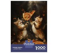 1000 Pieces Jigsaw Puzzles for Adults Pizza Cat Food Fight Adult Jigsaw Puzzle Toy Wall Decor Analysis And Logic for Is Ideal As A Gift 38x26cm/1000pcs