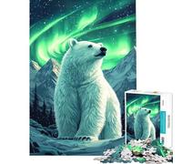 1000 Pieces Jigsaw Puzzles for Adults Polar Bear Aurora Borealis Help The Brain Exercise Stress Reliever Family Game for Age 14+ Game (38X26CM)