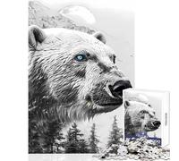 1000 Pieces Jigsaw Puzzles for Adults Polar Bear Double Exposure Brain Teaser Game For Family Fun Home Decoration Toys Christmas Birthday Gifts (52X38cm)