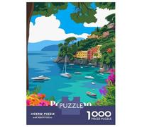 1000 Pieces Jigsaw Puzzles for Adults Portofino Italy Coastal Scene Jigsaws for Adults Brain Teaser Game Stress Reliever Birthday And Unique Gifts 70x50cm/1000pcs