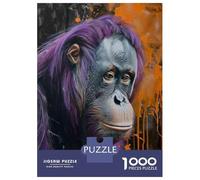 1000 Pieces Jigsaw Puzzles for Adults Purple Hair Chimpanzee Art Print Jigsaw for Adults Relax Games Perfect Decoration Unique Gifts for Birthday And Christmas 52x38cm/1000pcs