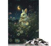 1000 Pieces Jigsaw Puzzles for Adults Rabbit in A Field of Flowers Square Jigsaw Puzzles, for Adults And Teenager, Paper Puzzles Home Art Decor 38x26cm/1000pcs