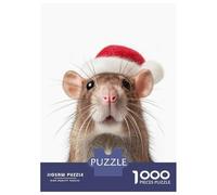 1000 Pieces Jigsaw Puzzles for Adults Rat Wearing A Santa Hat Jigsaws for Adults Family Games Birthday Present Unique Gifts for Birthday And Christmas 70x50cm/1000pcs