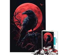 1000 Pieces Jigsaw Puzzles for Adults Raven's Red Moon Puzzles for Adults Relax Games Presents for Women Parent-child Interaction (Size 50x75cm)