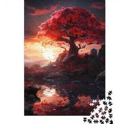 1000 Pieces Jigsaw Puzzles for Adults Red Maple Tree Sunset Jigsaws for Adults DIY Toys Presents for Women Difficult And Challenge 38x26cm/1000pcs