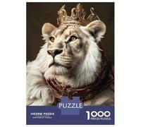 1000 Pieces Jigsaw Puzzles for Adults Regal Lion Portrait with Golden Crown Jigsaws for Adults DIY Toys Presents for Women Difficult And Challenge 38x26cm/1000pcs