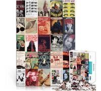 1000 Pieces Jigsaw Puzzles for Adults Retro stitching poster Made of wood for age 14+ fun games for families Difficult Hard Gifts for Women Men 。size:50x75cm/19.68x29.52inch