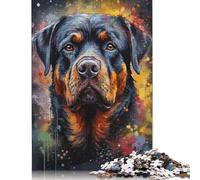 1000 Pieces Jigsaw Puzzles for Adults Rottweiler Painting Square Jigsaw Puzzles, for Adults And Teenager, Wooden Puzzles Home Art Decor 1000pcs (75x50cm)