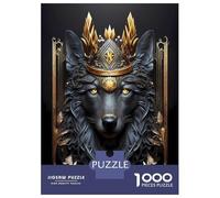 1000 Pieces Jigsaw Puzzles for Adults Royal Crown Wolf Art Deco Jigsaws for Adults Brain Teaser Game Stress Reliever Birthday And Unique Gifts 52x38cm/1000pcs