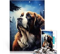 1000 Pieces Jigsaw Puzzles for Adults Saint Bernard Dog Portrait Analyse und Logik Wunschliste mit dem Weihnachtsmann38x26cm