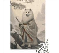 1000 Pieces Jigsaw Puzzles for Adults Samoyed The Samurai Square Wooden Puzzles Unique Piece Puzzle Educational Fun Games Toys 1000pcs (75x50cm)