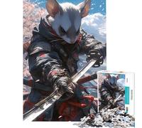 1000 Pieces Jigsaw Puzzles for Adults Samurai Ferret with Katana Help The Brain Exercise Stress Reliever Family Game for Age 14+ Game (38X52cm)