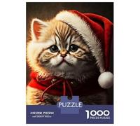 1000 Pieces Jigsaw Puzzles for Adults Santa Dressed Cat Jigsaw Puzzle Family Game Wall Art Unique Gifts for Birthday And Christmas 38x26cm/1000pcs