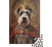 1000 Pieces Jigsaw Puzzles for Adults Schnauzer The King Square Jigsaw Puzzles, for Adults And Teenager, Wooden Puzzles Home Art Decor 1000pcs (75x50cm)