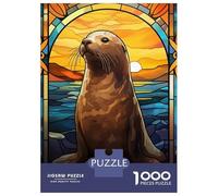 1000 Pieces Jigsaw Puzzles for Adults Seal Stained Glass Jigsaws for Adults Brain Teaser Game Stress Reliever Birthday And Unique Gifts 70x50cm/1000pcs