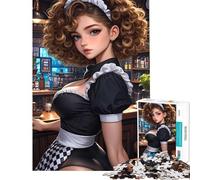 1000 Pieces Jigsaw Puzzles for Adults Sexy Maid in A Cafe Help The Brain Exercise Stress Reliever Family Game for Age 14+ Game (50X75cm)