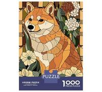 1000 Pieces Jigsaw Puzzles for Adults Shiba Inu in A Floral Setting Adult Jigsaw Brain Teaser Game Birthday Present Birthday And Unique Gifts 38x26cm/1000pcs