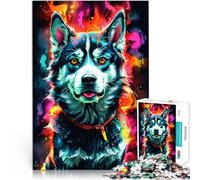 1000 Pieces Jigsaw Puzzles for Adults Siberian Husky in Neon Colors Hands-on-Spiel Künstlersammlung, Bildende Kunst52x38cm