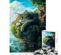 1000 Pieces Jigsaw Puzzles for Adults Sleeping Giant Cat Family Games A Work of Art Toy Wall Decor Artists Collection, Fine Art (50X75cm)