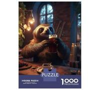 1000 Pieces Jigsaw Puzzles for Adults Sloth Drinking Beer Bar Adult Jigsaw Puzzle Toy Wall Decor Analysis And Logic for Is Ideal As A Gift 38x26cm/1000pcs