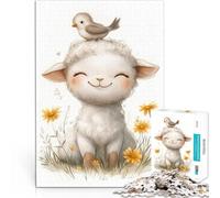1000 Pieces Jigsaw Puzzles for Adults Smiling Lamb with Bird DIY-Spielzeug Angebot als Geschenk für die ganze Familie38x26cm