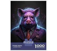 1000 Pieces Jigsaw Puzzles for Adults Smokey Pig Sleuth Jigsaw for Adults Relax Games Perfect Decoration Unique Gifts for Birthday And Christmas 38x26cm/1000pcs