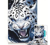 1000 Pieces Jigsaw Puzzles for Adults Snow Leopard Roar Relax Games Precision Cutting Suitable for Desktop Decoration 50x75cm