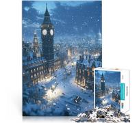 1000 Pieces Jigsaw Puzzles for Adults Snowy London Night Made of wood，for age 14+ Toys Educational Games Antistress Family Fun Gift。size：50x75cm/14.96x20.47inch