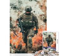 1000 Pieces Jigsaw Puzzles for Adults Soldier in Combat Hands-on Game Enhance Memory Anti-Stress Toys Artists Collection, Fine Art (38X26cm)