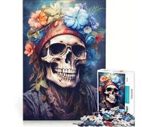 1000 Pieces Jigsaw Puzzles for Adults Soulful Harmony Skull, Fun Games, Parent-child Interaction, Challenging Game Gifts 38x52cm