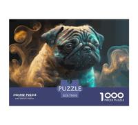 1000 Pieces Jigsaw Puzzles for Adults Spirit Animal Pug Square Jigsaw Puzzles, for Adults And Teenager, Wooden Puzzles Home Art Decor 1000pcs (75x50cm)
