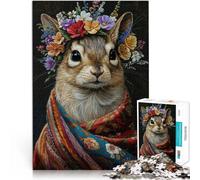 1000 Pieces Jigsaw Puzzles for Adults Squirrel with Flowers Intellectual Game Wall Decoration Unique Birthday and Xmas Gifts 26x38cm
