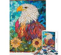 1000 Pieces Jigsaw Puzzles for Adults Stained Glass Eagle Hands-on Game Enhance Memory Anti-Stress Toys Artists Collection, Fine Art (38X52cm)