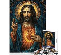 1000 Pieces Jigsaw Puzzles for Adults Stained Glass Jesus Christ Portrait Hands-on Game Enhance Memory Anti-Stress Toys Artists Collection, Fine Art (50X75cm)