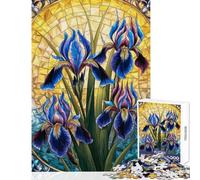 1000 Pieces Jigsaw Puzzles for Adults Stained Glass Phoenix Iris Flowers Family Games Stress Reliever Toy Wall Decor Artists Collection, Fine Art (38x26cm)