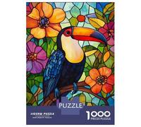 1000 Pieces Jigsaw Puzzles for Adults Stained Glass Toucan Art Jigsaw Puzzle Family Game Wall Art Unique Gifts for Birthday And Christmas 52x38cm/1000pcs