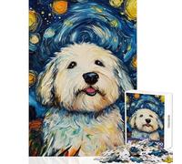 1000 Pieces Jigsaw Puzzles for Adults Starry Doggy Night Hands-on Game Enhance Memory Anti-Stress Toys Artists Collection, Fine Art (38X26cm)