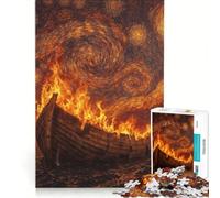 1000 Pieces Jigsaw Puzzles for Adults Starry Night Inferno︰ The Burning Ark, Hands-on Game, Stress Reliever, Unique Gifts for Birthday And Christmas 38x26cm