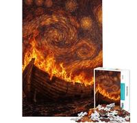 1000 Pieces Jigsaw Puzzles for Adults Starry Night Inferno︰ The Burning Ark Puzzles for Adults Relaxing Games Enhance Memory Birthday And Unique Gifts (Size 38x52cm)