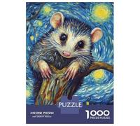1000 Pieces Jigsaw Puzzles for Adults Starry Night Raccoon Jigsaw Puzzle Family Game Wall Art Unique Gifts for Birthday And Christmas 52x38cm/1000pcs