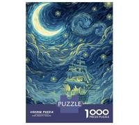 1000 Pieces Jigsaw Puzzles for Adults Starry Night Ship Jigsaws for Adults Brain Teaser Game Stress Reliever Birthday And Unique Gifts 38x26cm/1000pcs