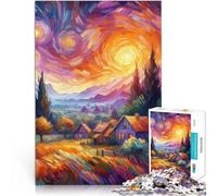 1000 Pieces Jigsaw Puzzles for Adults Starry Night Village V14 Entspannungsspiele Geschenke für Freunde und Familie52x38cm