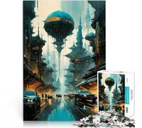 1000 Pieces Jigsaw Puzzles for Adults Steampunk Futuristic City Analyse und Logik Geschenke für Freunde und Familie75x50cm