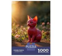 1000 Pieces Jigsaw Puzzles for Adults Strawberry Cat in A Flower Field Jigsaws for Adults Brain Teaser Game Stress Reliever Birthday And Unique Gifts 38x26cm/1000pcs